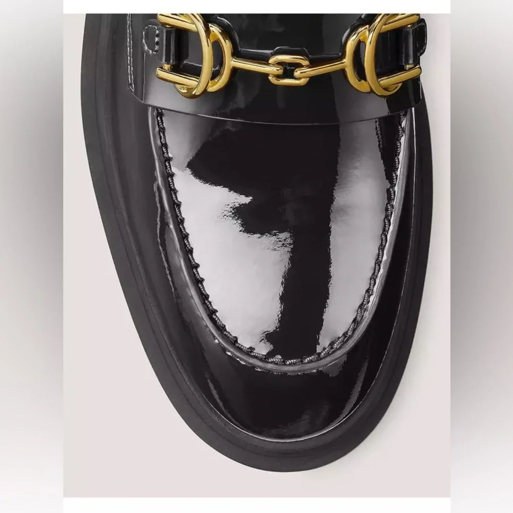 Stuart Weizmann Owen Buckle Ultra Lug Loafer - Black Patent - Picture 7 of 12